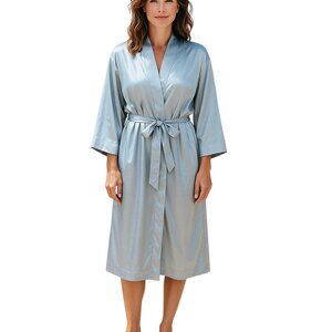 Cabernet by Sleep Sense WAN BLUE Robe Ladies MEDIUM NWT SATIN MOBWIFE old money